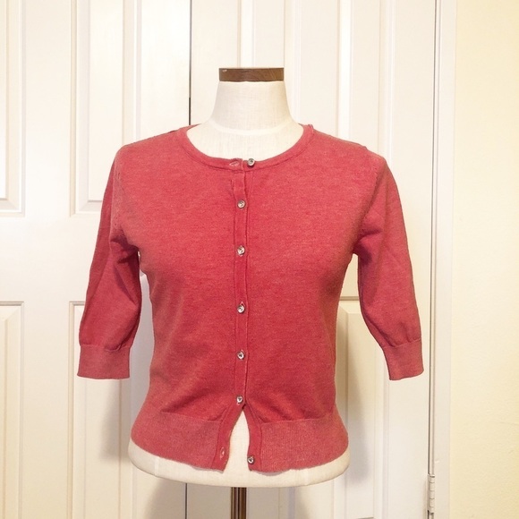 Marc Jacobs red lace cardigan rhinestone buttons 6 - Picture 6 of 13